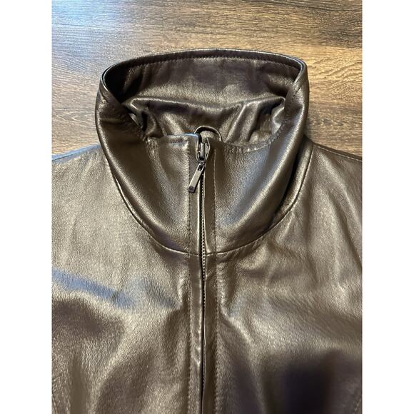 Genuine Leather Jacket East 5th Petite Medium Brown - Picture 6 of 12